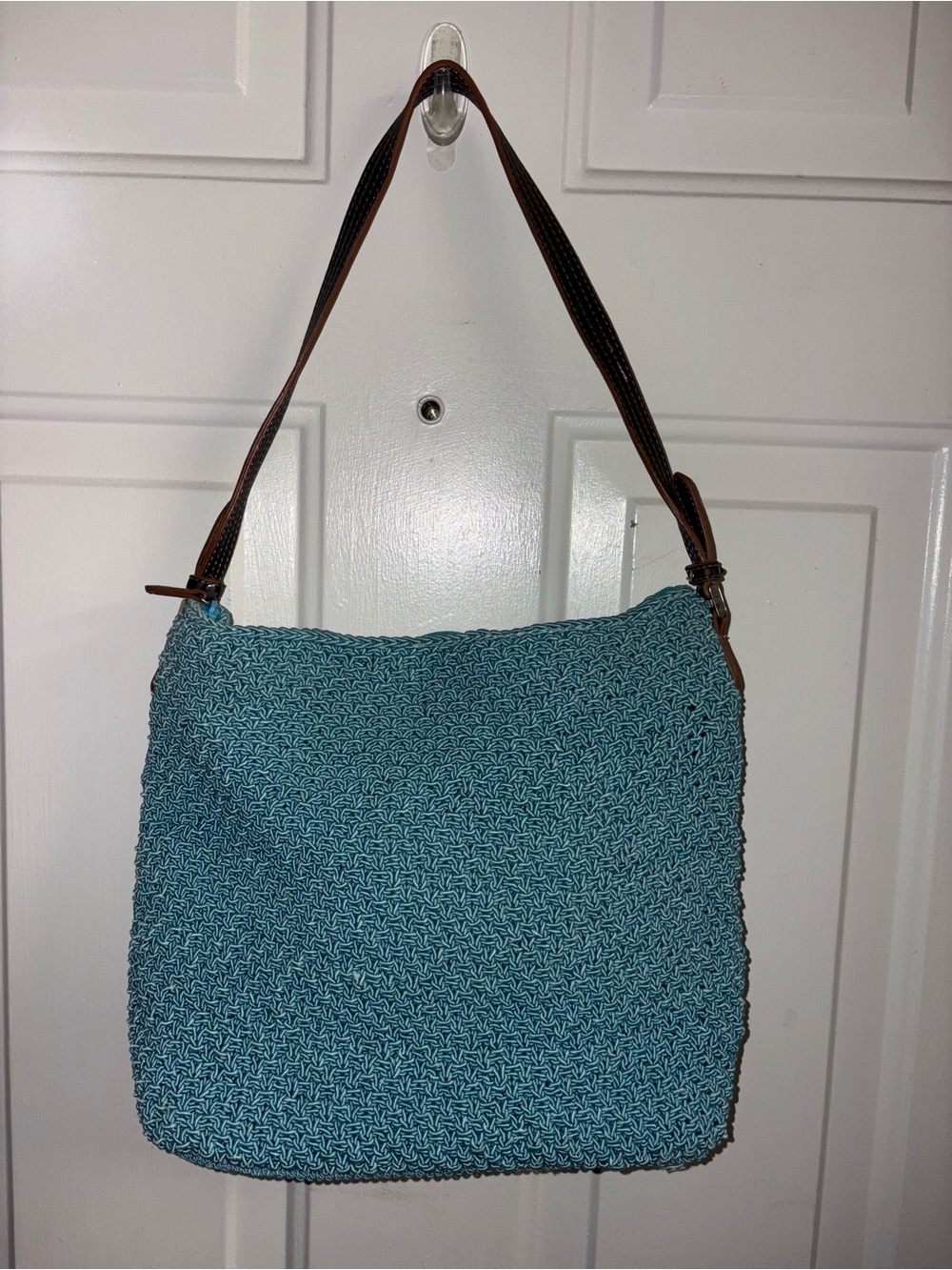 VTG Y2K Liz Claiborne Turquoise Crochet Hobo Bag